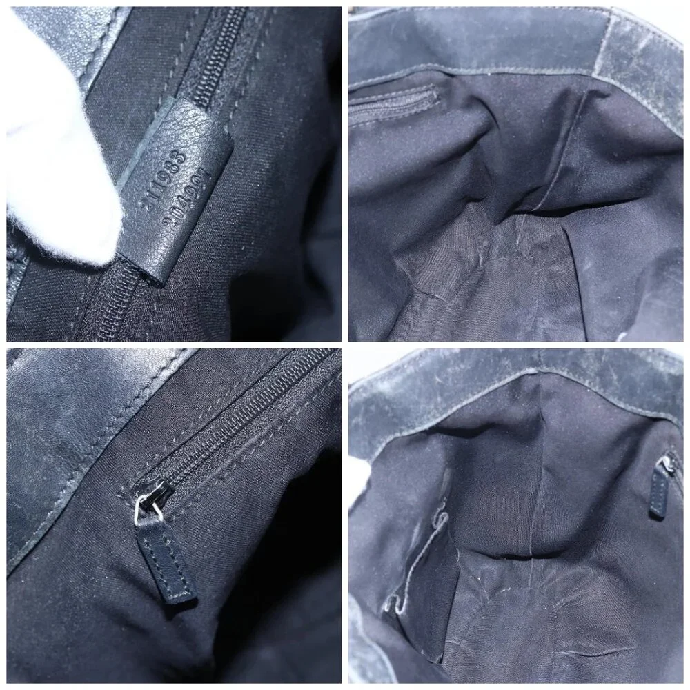 GUCCI GG Canvas Abbey Tote Bag Black Gold 211983 Auth gh1315 - Picture 15 of 16